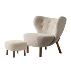 &Tradition Little Petra VB1 Lounge Chair & Puff ATD1 Oiled Walnut & Karakorum 003