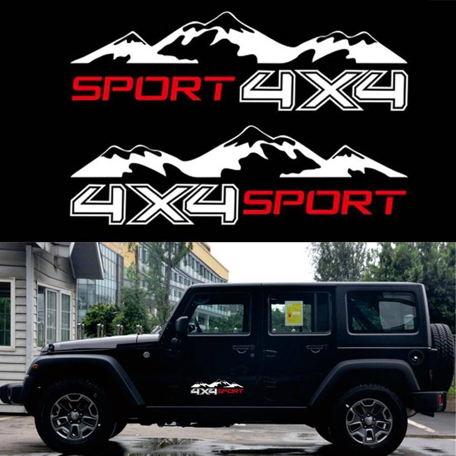 2st vit 4X4 bergsbilsdekal, grafisk vinyl för JEEP Pickup D-MAX Navara lastbilsdekal SUV