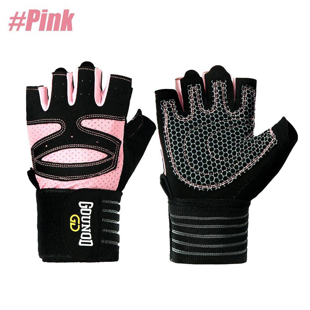 1Pair Workout Gloves For Men Women Padded Weight Lifting Gloves With Wrist Wraps Support Full Palm Protection Grip M