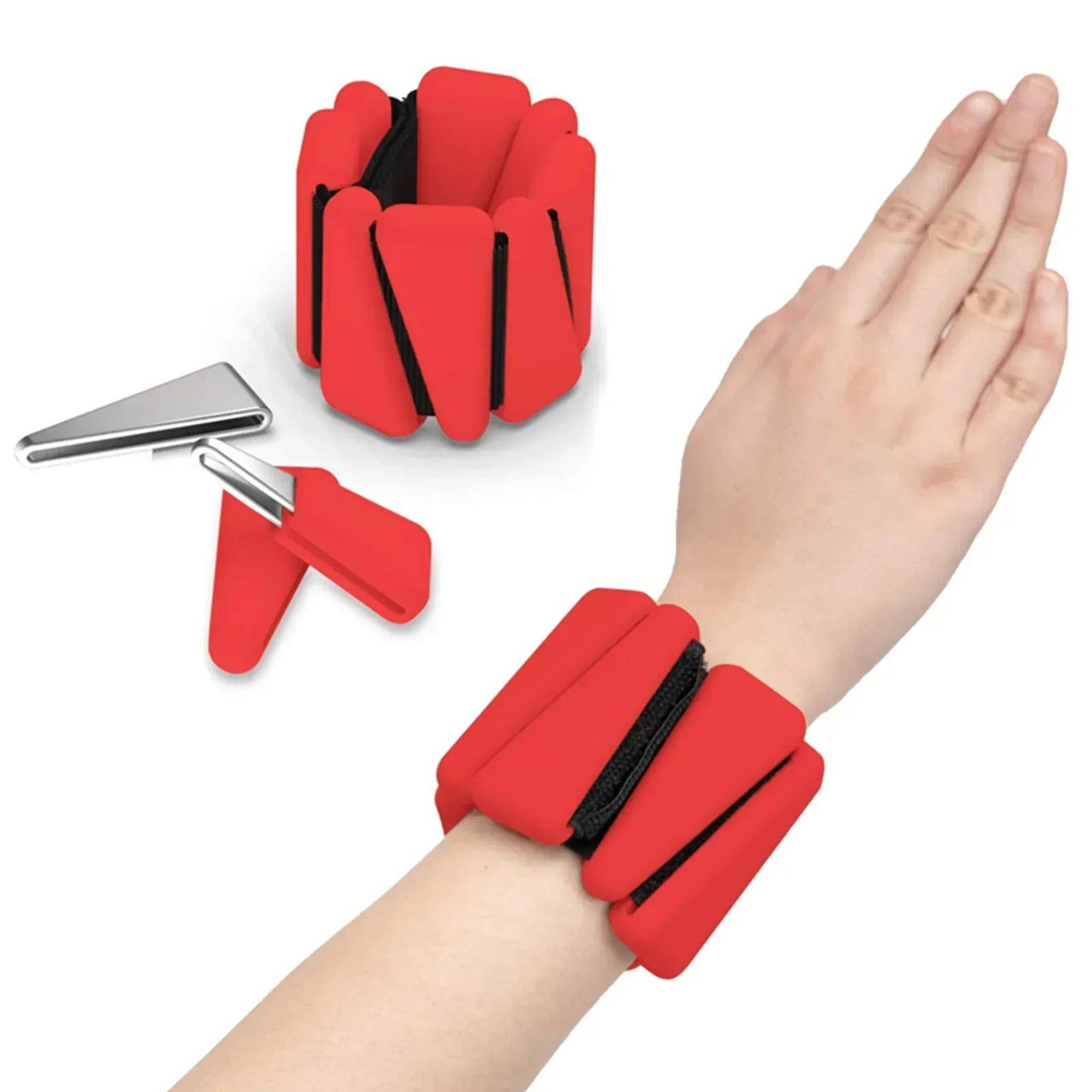 1/2 lbs Handledsvikter Yoga Fitness Träning Triangel Silikon Justerbart Ankel-Handledsskydd Viktarmband Joggingarmband 1PCS 1lb röd
