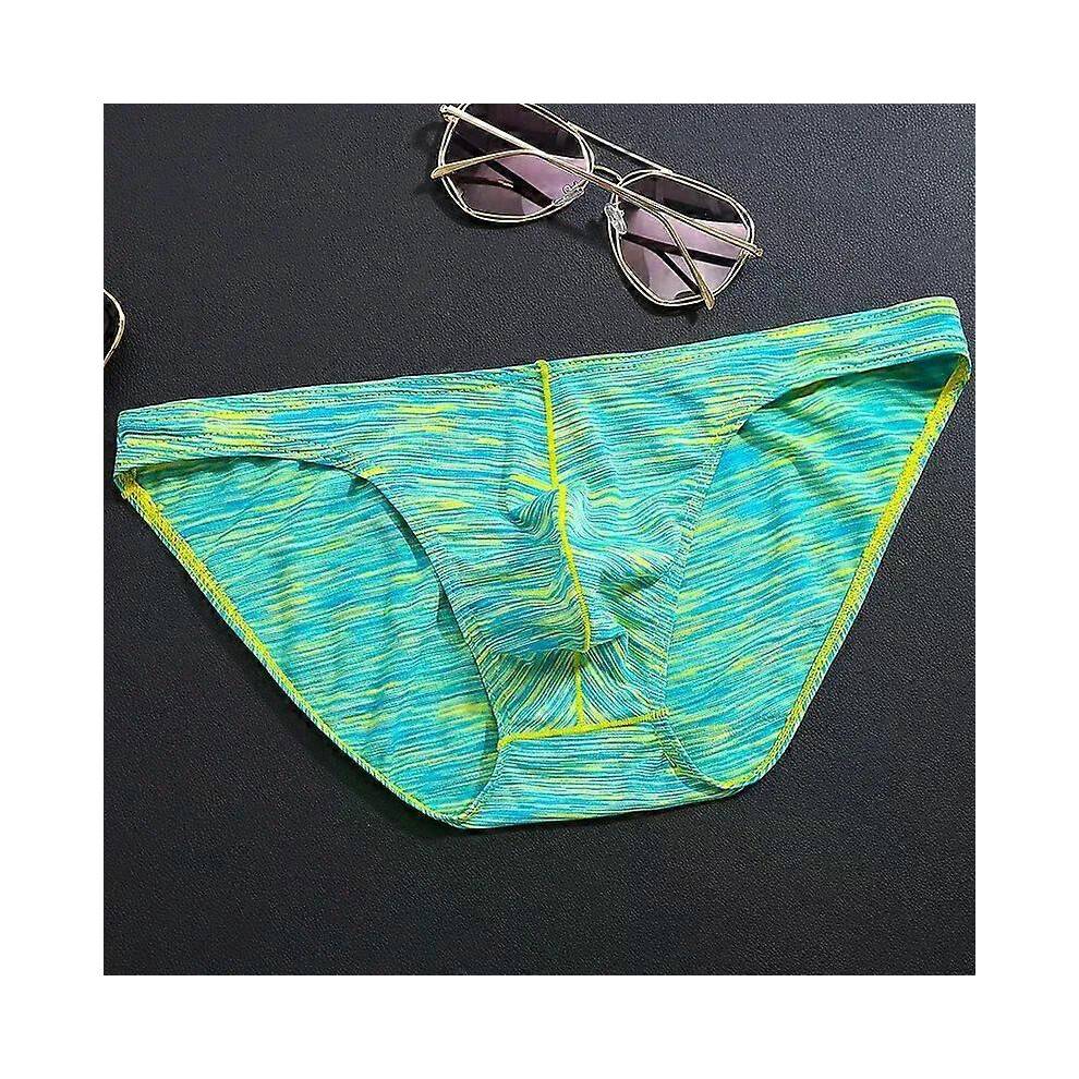 (L, green) Men's Simple Bikini Gay Comfy Bulge Pouch Briefs Youth Breathable Elastic Hip Lift Quick Dry Sports Panties Fashion Mankini