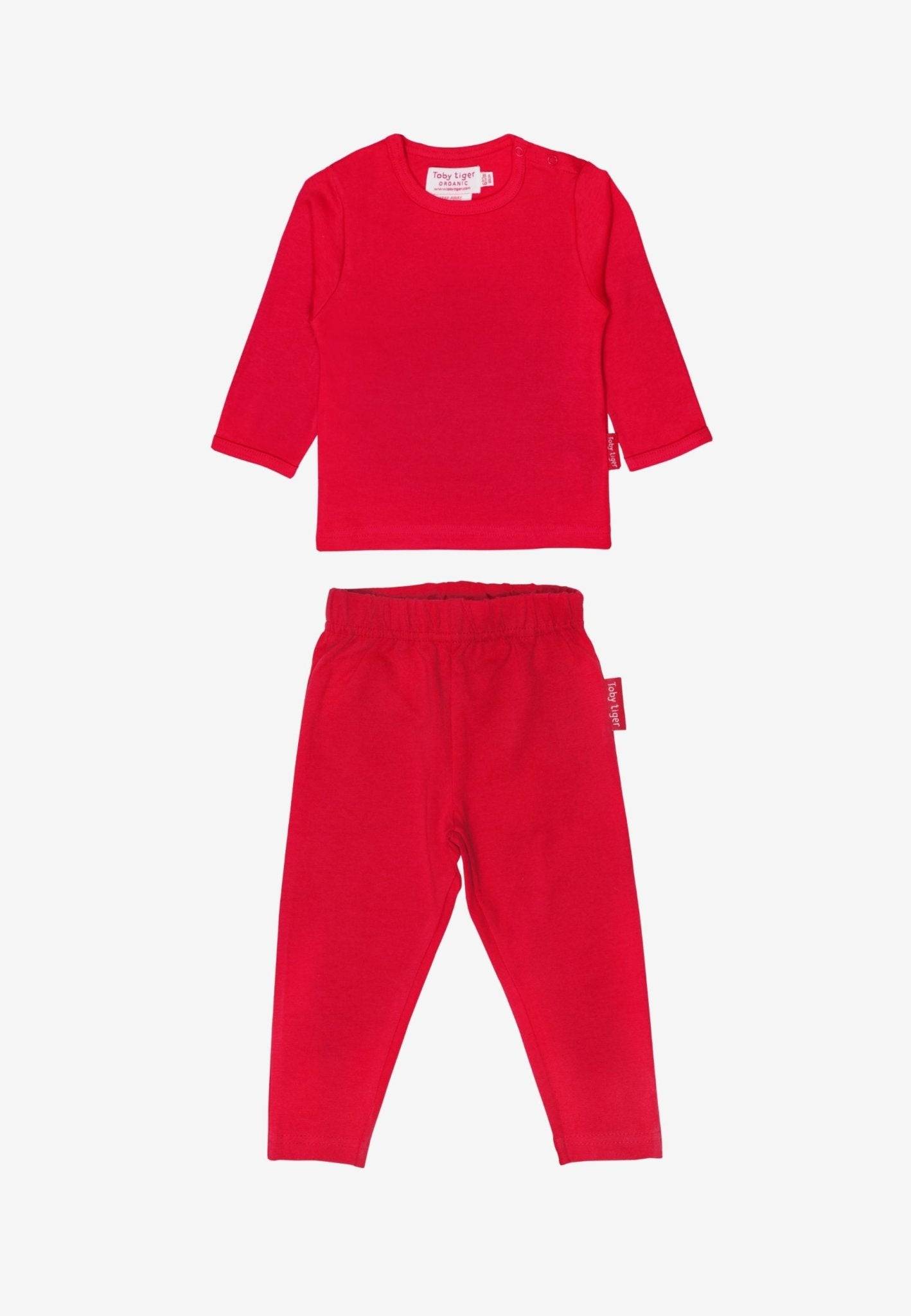 Organic Red Basic Long-Sleeved T-Shirt & Leggings Bundle - 12-18m / 86cm 6-12m / 80cm