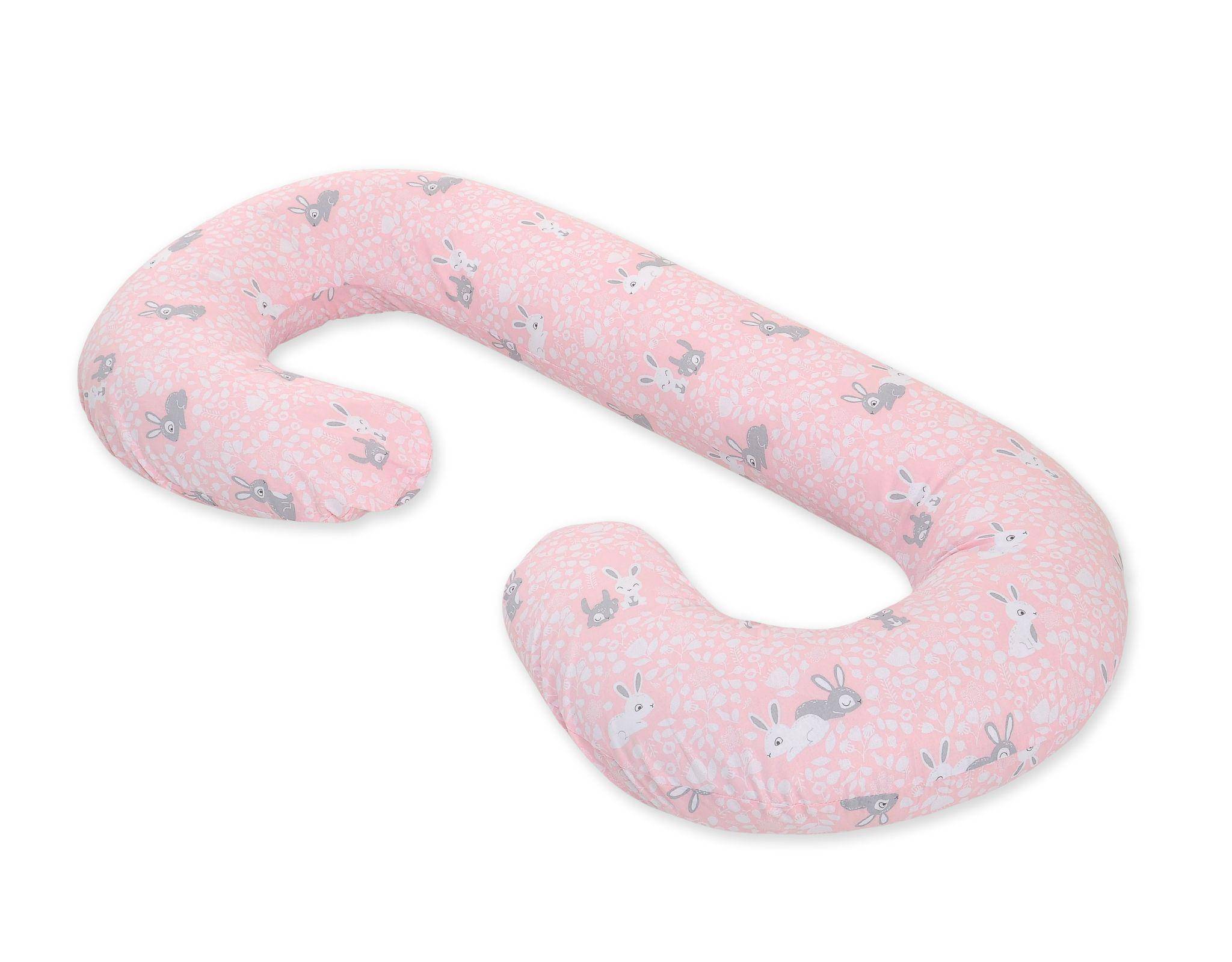 Pregnancy pillow type C removable cover pillow for pregnant women, for feeding - Pink Bunnies