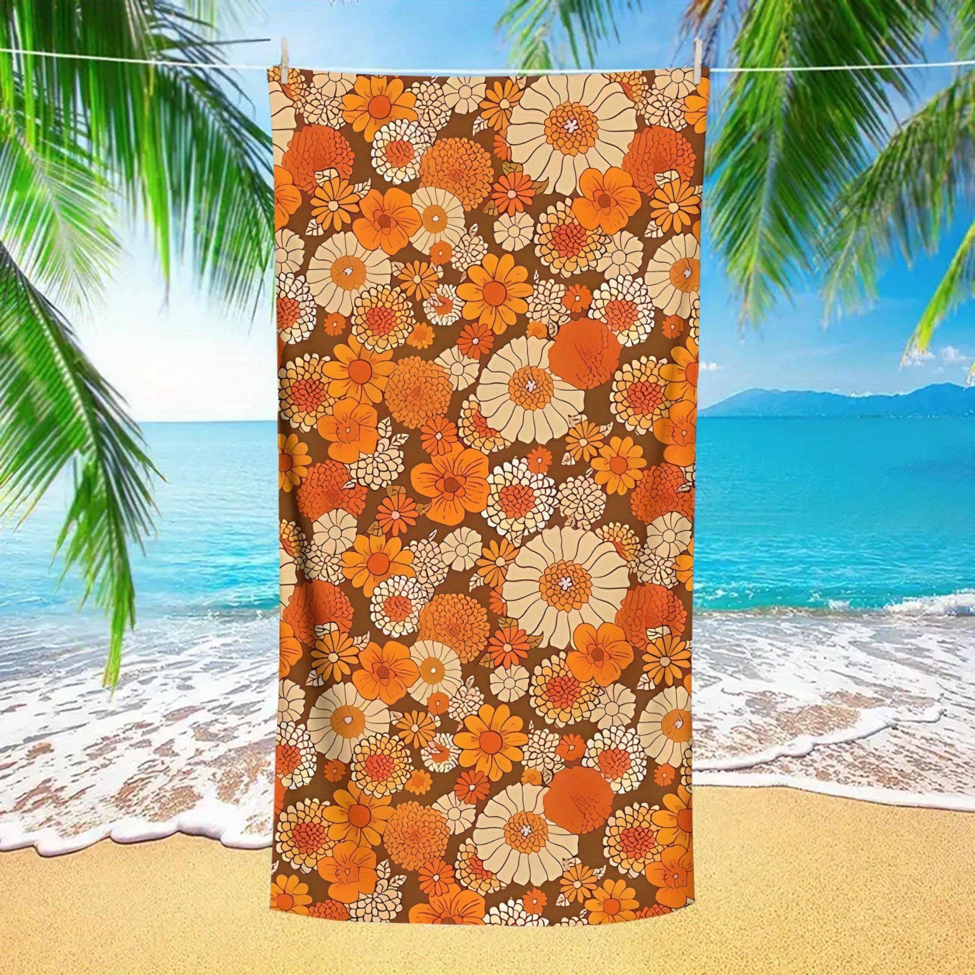 70-tals Retro Prästkragar Flower Power Boho Strandhandduk, Överdimensionerad Snabbtorkande Mikrofiber för Pool Kryssning Semester Gåva