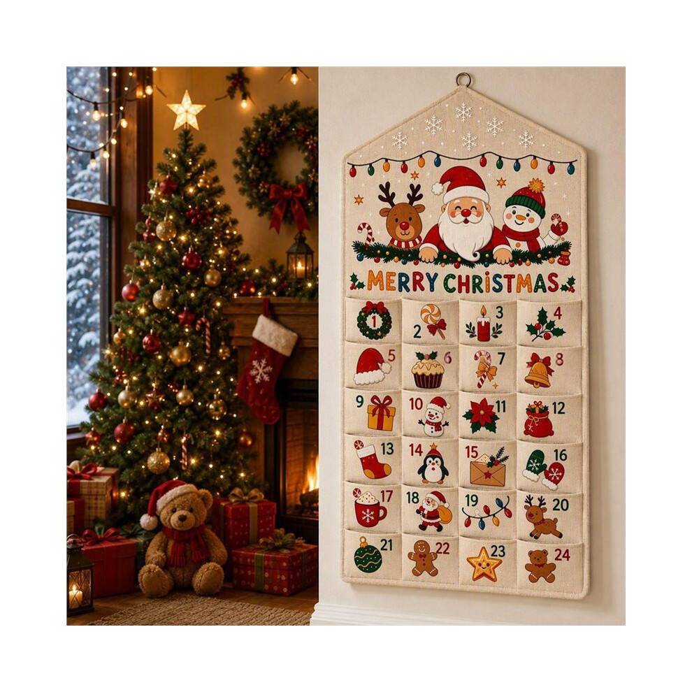 Wall Hanging Christmas Advent Calendar Christmas Countdown Calendar for Xmas Holiday Home Wall Decor