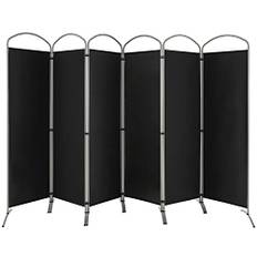 COSTWAY 331 x 188 cm rumsavdelare skiljevägg, vikbar och avtagbar, insynsskydd 6 delar, insida med rumsavdelning, av tyg, för mer integritet och flexibilitet (svart)