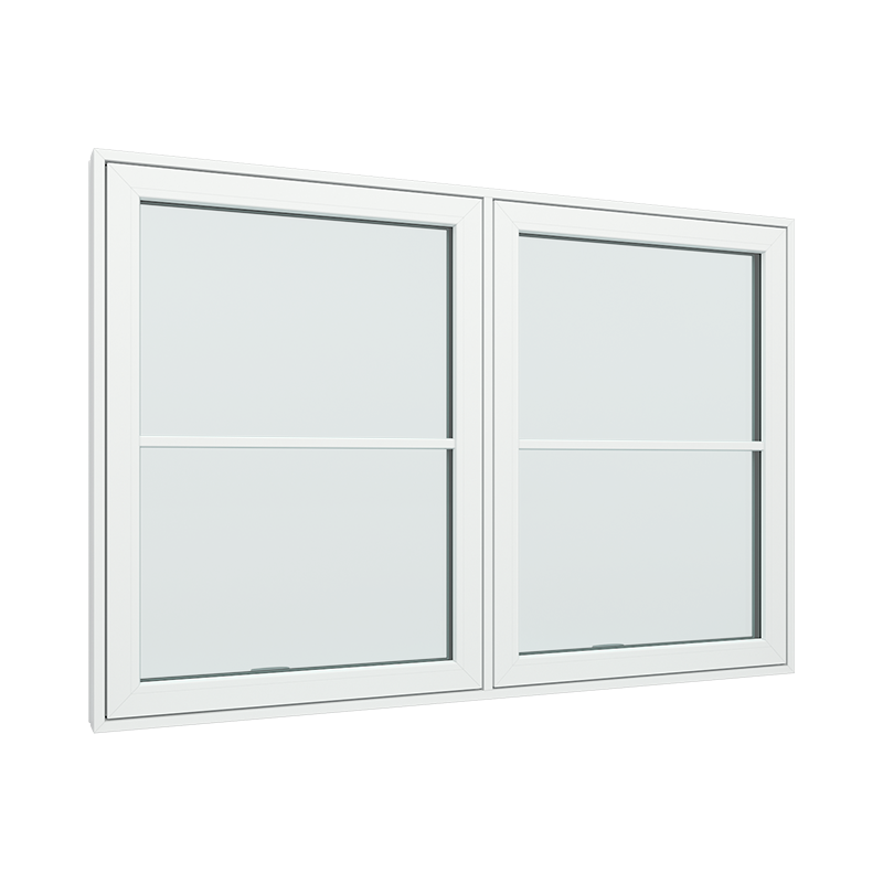 Topstyret vindue 2 fags med 1x2 glasfelter.