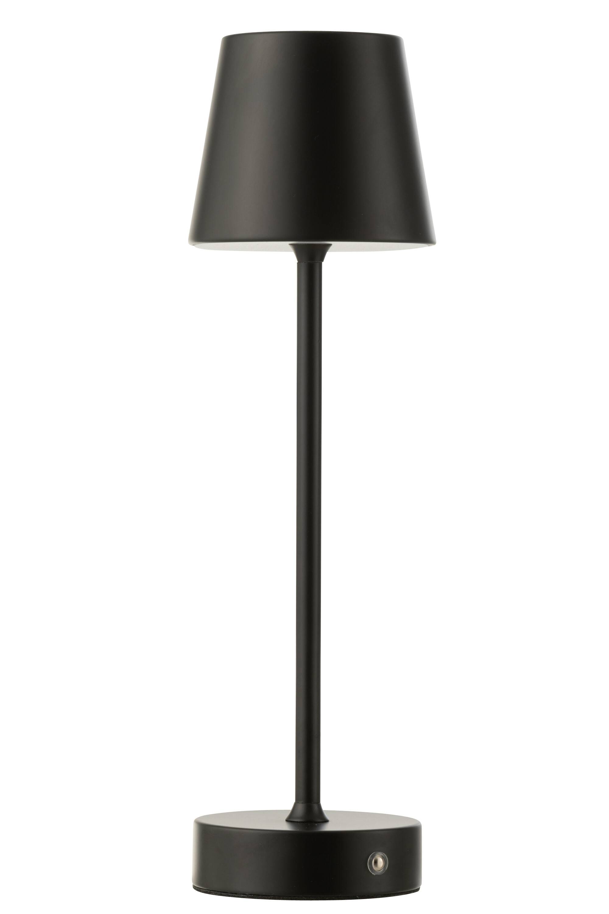 J-Line - Bordlampe LED Batteri Metal Sort 11,5x11,5x37cm.