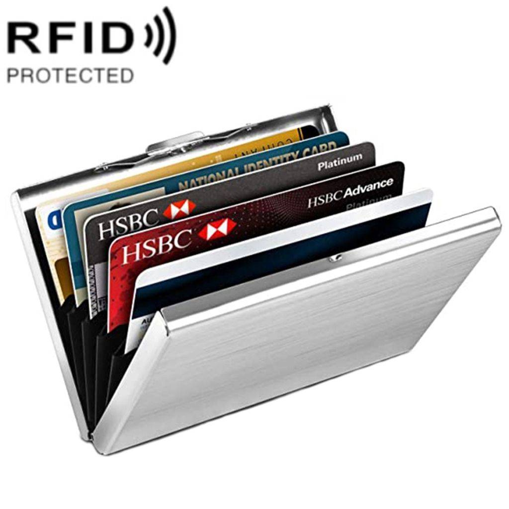 Korthållare i aluminium med RFID-blockering – Silver