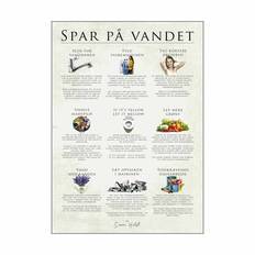 Poster&Frame plakat - Spar på vandet - B 30 x L 40 cm - Papir