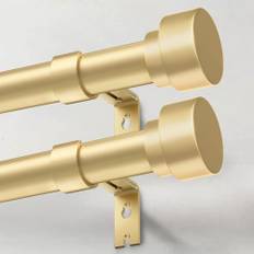 IFELS 2-pack kraftiga gardinstänger för Windows 72 till 344 tum, 1 tum justerbar gardinstång i guld med enkel installation och modern design (A1, guld, 76–380 cm, 2-pack)