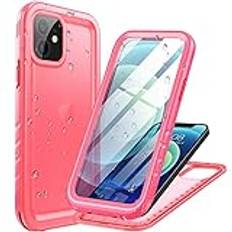 Cozycase Vattentätt fodral för iPhone 12/12 Pro Max fodral (6,1 tum), vattentätt 360-graders skydd, pansarfodral, stötsäkert, komplett, dammskydd, hårt skal med militärskydd, mobilskal med kameraskydd