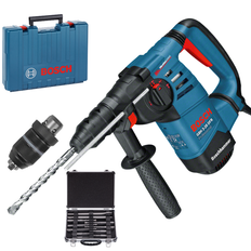 BOSCH GBH 3-28 DFR Borehammer SDS-plus 880 W, 3.2 J + L-boks +Nøglefri borepatron + Blandet sæt 11 tilbehør SDS-Plus