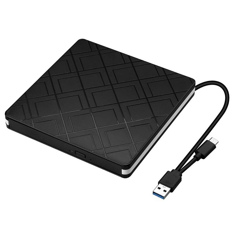 Aaaj-extern cd dvd-enhet usb 3.0 typ-c dubbelgränssnitt cd dvd-brännare för winxp 2003 vista / 7 /8.1 / 10 / linux / mac os
