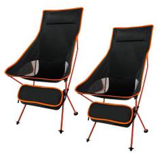 SOPPY 2-pack hopfällbar campingstol uppgraderad hög rygg, bärbar lätt hopfällbar campingstolar med sidoficka och bärväska för utomhusbackpacking, vandring, resor, picknick, fiske – orange