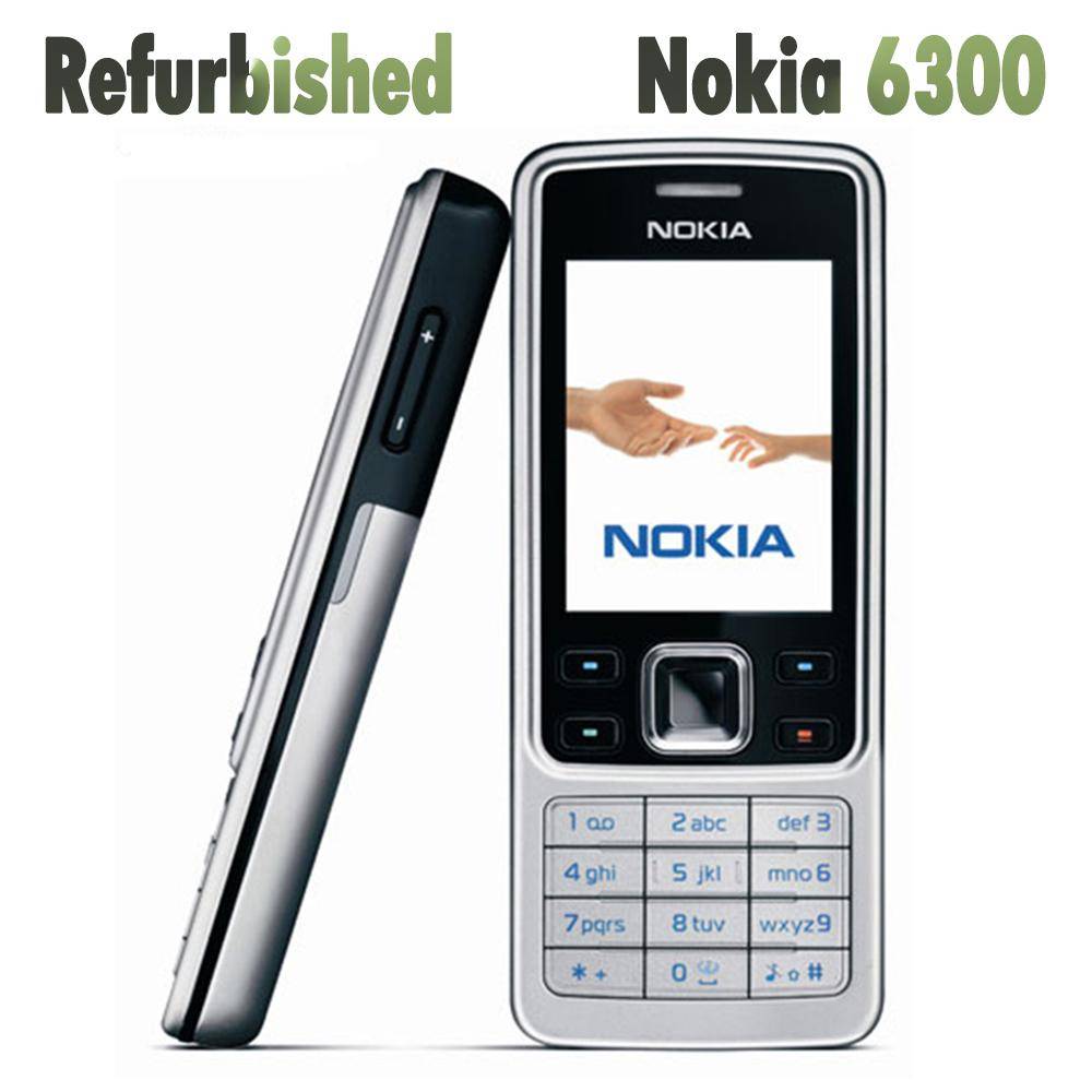 Renoverad Original Nokia 6300 Olåst Moilbe-telefon simple set silver