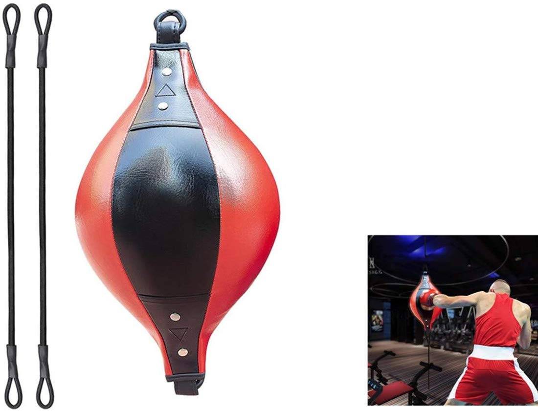 CMLLING Speed Punch Bag Leather Speed Ball Hanging Boxing Punch Ball with Pump for Gym MMA Boxing Sports Punch Bag for Adults Kids Men Women svart