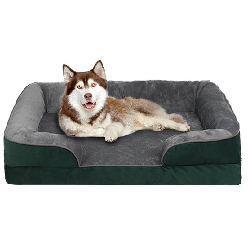 Extra Large Orthopedic Dog Sofa Bed with Washable Removable Cover - Green / XXL (XXL)
