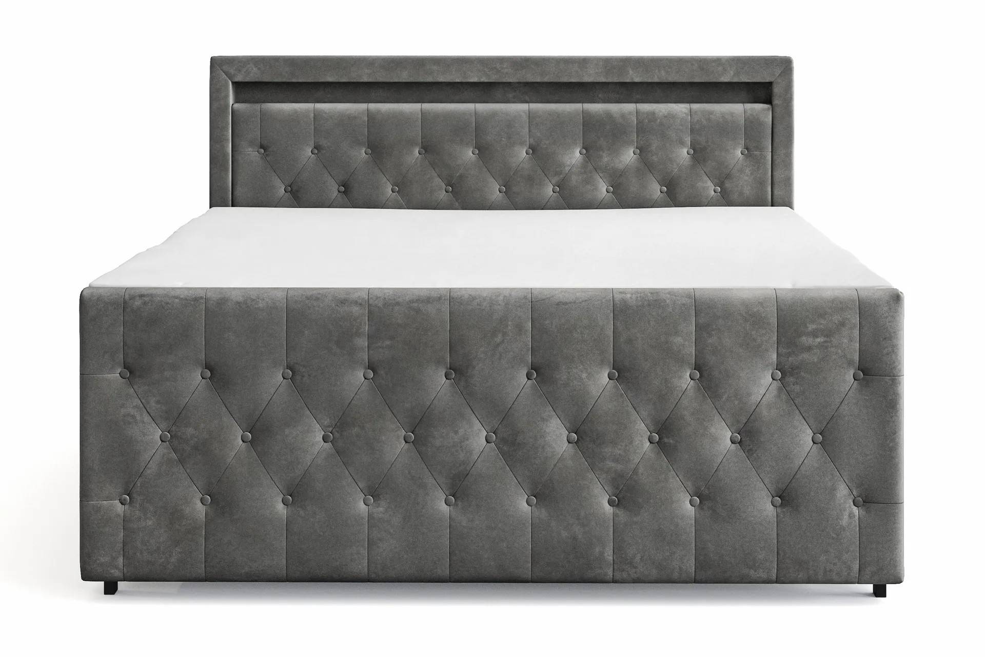 Cloud47 Franco light Komplett Sängpaket med förvaring LED-belysning 180x200 cm - Grå Kontinentalsäng