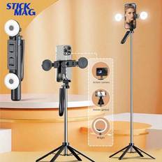 STICKMAG 1,4M trådlöst Bluetooth-selfiepinnestativ, med LED-trefärgat, justerbart ljus i flera hastigheter, multifunktionell fjärrkontroll, trådlöst f - Multifärgad (Selfie Stick,Selfiepinne + skönhetslampa * 2,Selfiepinne + skönhetslampa)