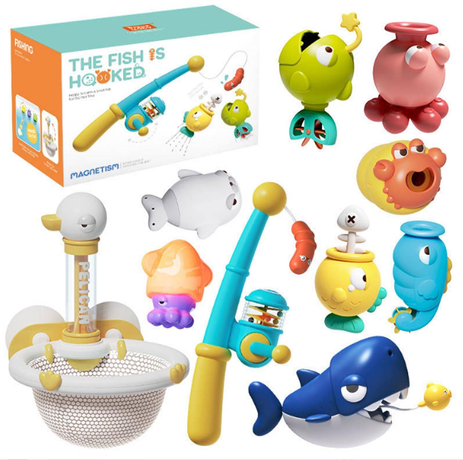 Badfiske Vattenlek Fiske Magnetfiske Söt Vattenstråle Badkalas Födelsedagspresent Leksak, Spel, Leksak, Present, Spel, Pool, Set, Hjul, Fontän, Leksak,