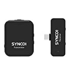 SYNCO G1T 2.4G trådlöst mikrofonsystem med clip-on sändare och mini typ-C-mottagare kompatibel med smartphone surfplatta bärbar dator för mobil vlog live-intervjuinspelning