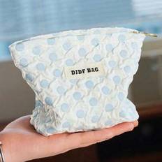 Delicate Portable Travel Cosmetic Bag, Cute Polka Dot Pattern Makeup Organizer, Classic Pattern Toiletry Bag, Multi-Functional Storage Pouch For Coins - Blue - S