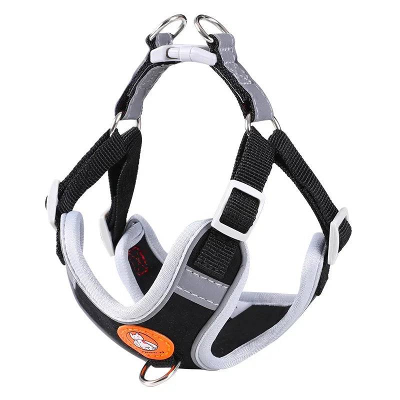 Breathable Reflective Dog Harness - Adjustable for Small Dogs & Puppies - Black / L (L)
