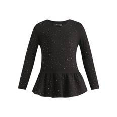 ALMA-LS-FRILL-TSHIRT (KIDS) - BLACK SIMILI - BLACK SIMILI / 134/140