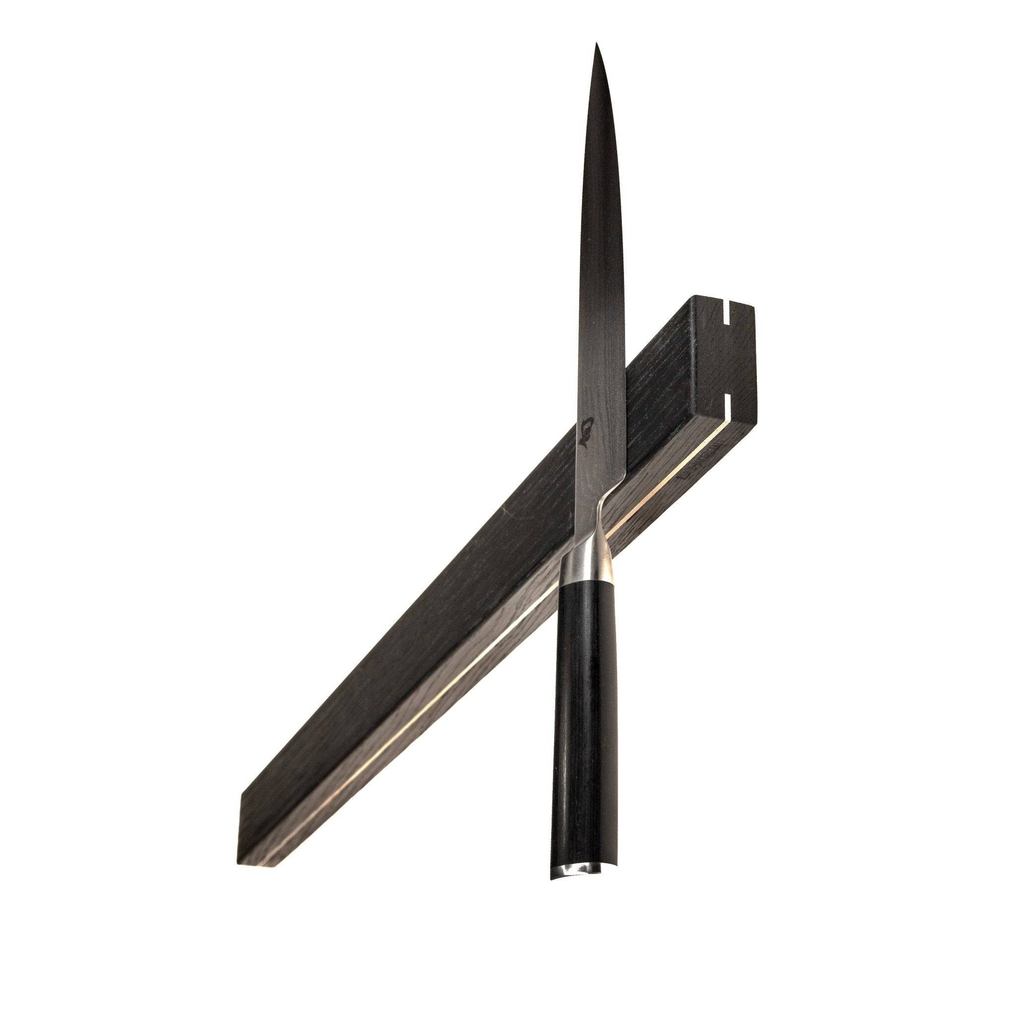 Slim and Flat Exclusive – narrow magnetic knife rail with metal details in multiple sizes and wood species - 100 cm / Oak