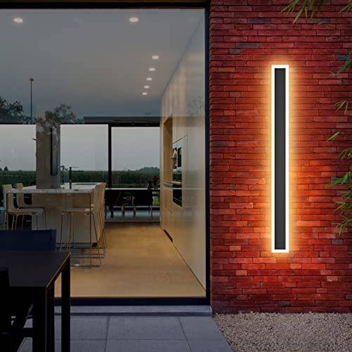 Klighten LED-vägglampa för utomhusbruk, 100 cm/30 W, svart, lång vägglampa för inomhusbruk, vattentät IP54, akryljärn, modern vägglampa för sovrum, balkong, uteplats, varmvit, 3 000 K