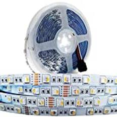 Tesfish 24V LED Remsa Ljus, 4 i 1 RGBWW RGB + Varmt vitt 3000K 5M Strip med Blandade Färger SMD 5050 IP20 300 LEDs Strip Lights för Sovrum, Köksdekoration