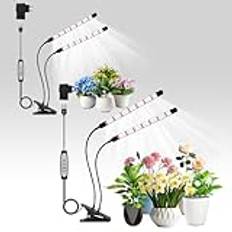 2Pack 2-huvud Växtlampa LED, V-formad Växtlampa, Fullspektrum Vekstbelysning för Växter, Växtljus för Inomhusväxter, Växtbelysning, Grow Light med 5 dimbara nivåer, 6/12/18H Auto Timer