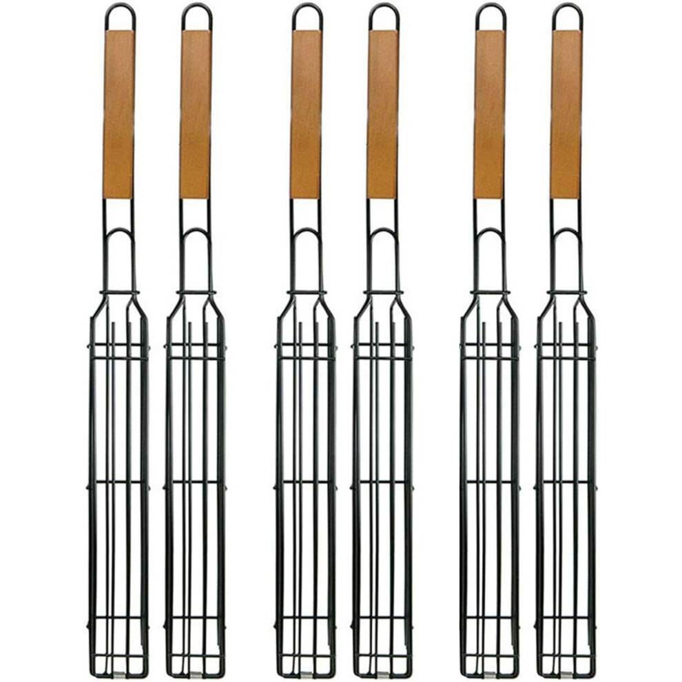 Kulinarisk geni: Grillkurve med nonstick-belægning til shish kebab, smart design til sikker og bekvem grillning, pakke med 4