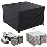 LCGOD Trädgårdssalongsöverdrag 600D Oxford tyg skydd för alla väder, för bord och soffa set med rep och spänne lås (150 x 150 x 75 cm)