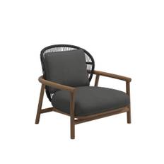 Gloster - Fern Low Back Lounge Chair, Meteor/Raven, Kat.B Blend Coal - Fåtöljer utomhus - Metall/Trä/Textilmaterial