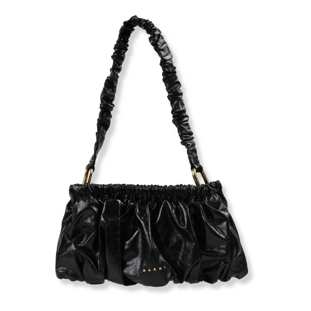 Marni Rynket læderclutch - Tasker - Dame - Sort - ONE SIZE - Læder