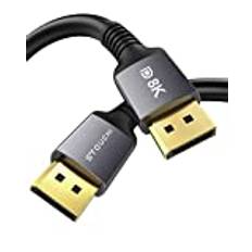 Stouchi DisplayPort kabel 1,4 10 m 【VESA-certifierad CL3 för vägginstallation】 DP1.4 kabel 8K@60Hz HBR3 4K@60Hz/144Hz/120Hz 5K@60Hz 2K@165Hz/240Hz stöder FreeSync G-Sync HDR10 Display Port
