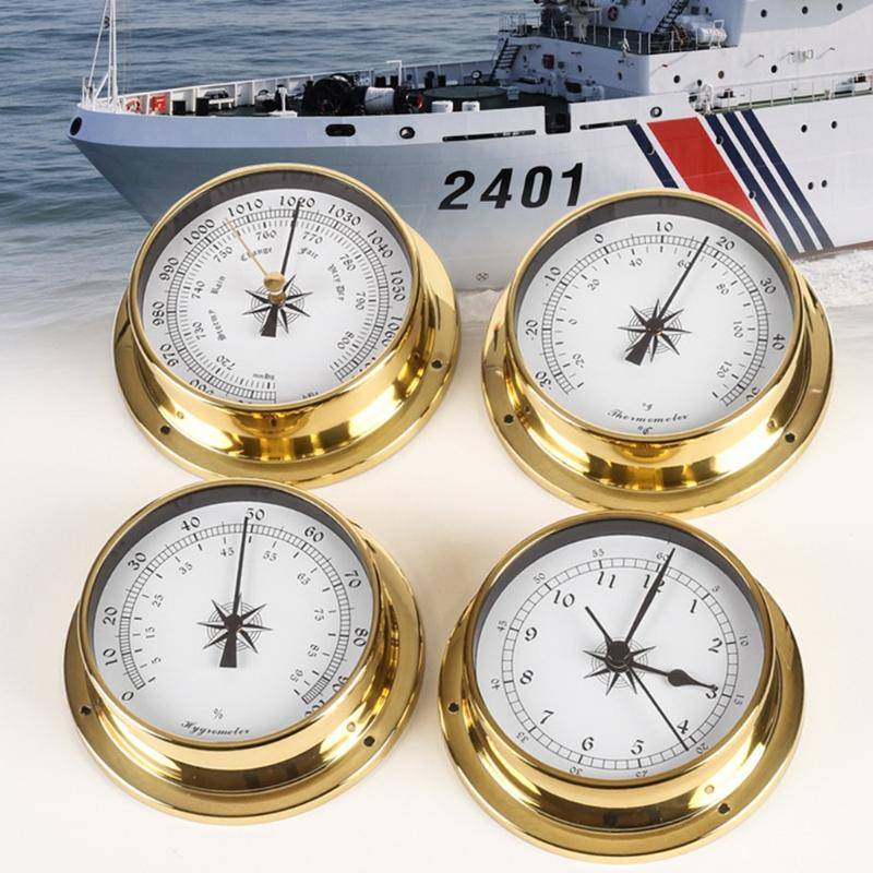 115 mm väggmonterad termometer hygrometer barometer klocka tidvattenklocka väderstation inomhus utomhus gray