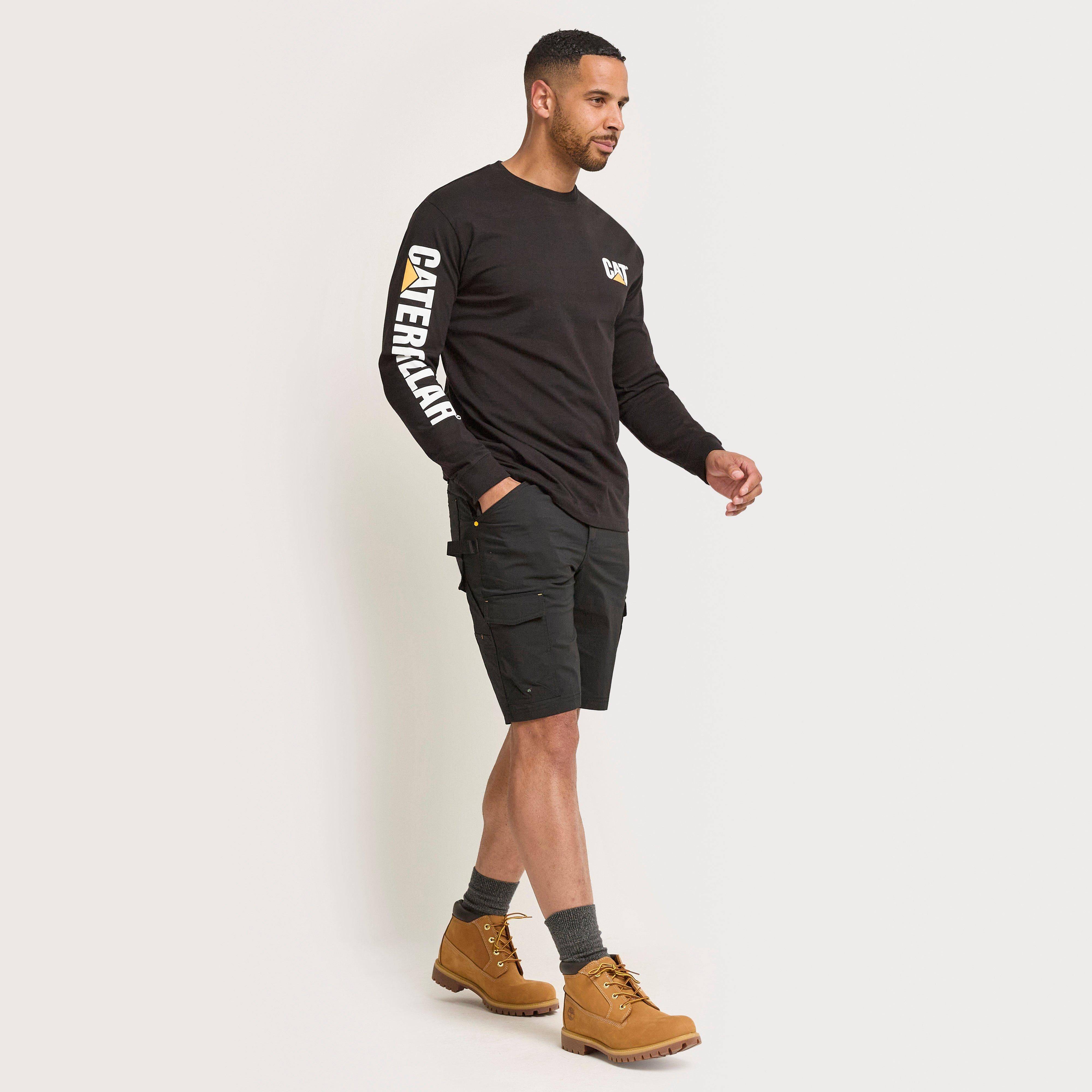 Cat Men's Trademark Long Sleeve Tee, Black - XXXXL