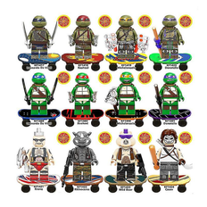 12 stk Byggeklodser Legetøj Teenage Mutant Ninja Turtles Serie Figur Raphael Leonardo Michaelangelo Donatello Minifigur Samlet Mini Bygge Bl