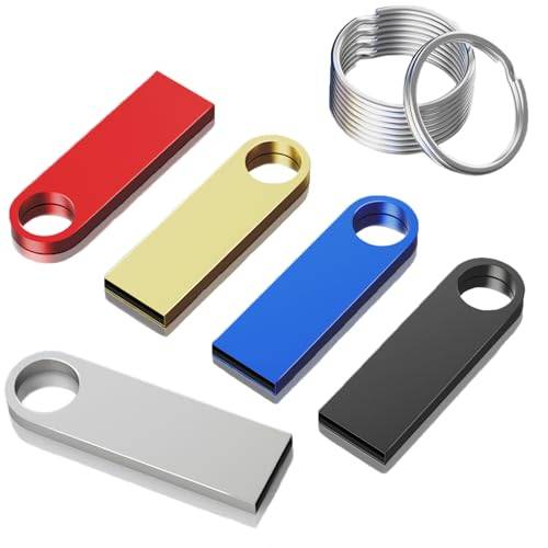 ABLAZE Pendrive 64 GB 5 delar mini metall USB-minne 2.0 vattentät 64 GB pennenhet 5-pack för bärbar dator, dator, TV, bil (5 färger)