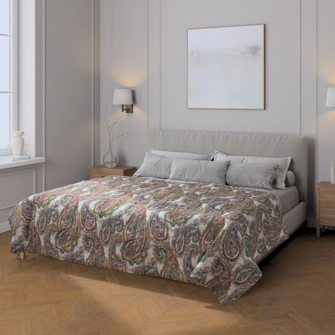 Sengetæppe quiltet<br/>10cm striber, Bouclé flerfarvet, Cosy Home