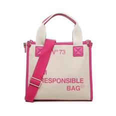 V73, Tasker , Dame, Lyserød, ONE SIZE, Uld, Shoppingtaske med geometriske linjer, Fuchsia