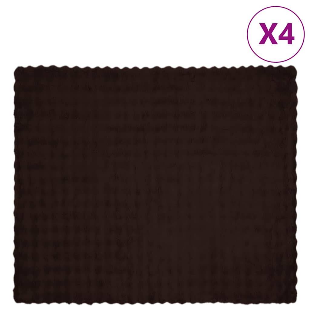 vidaXL Skridsikker tæppe / køkkenklud af kunstig kaninpels Olite 4 pcs