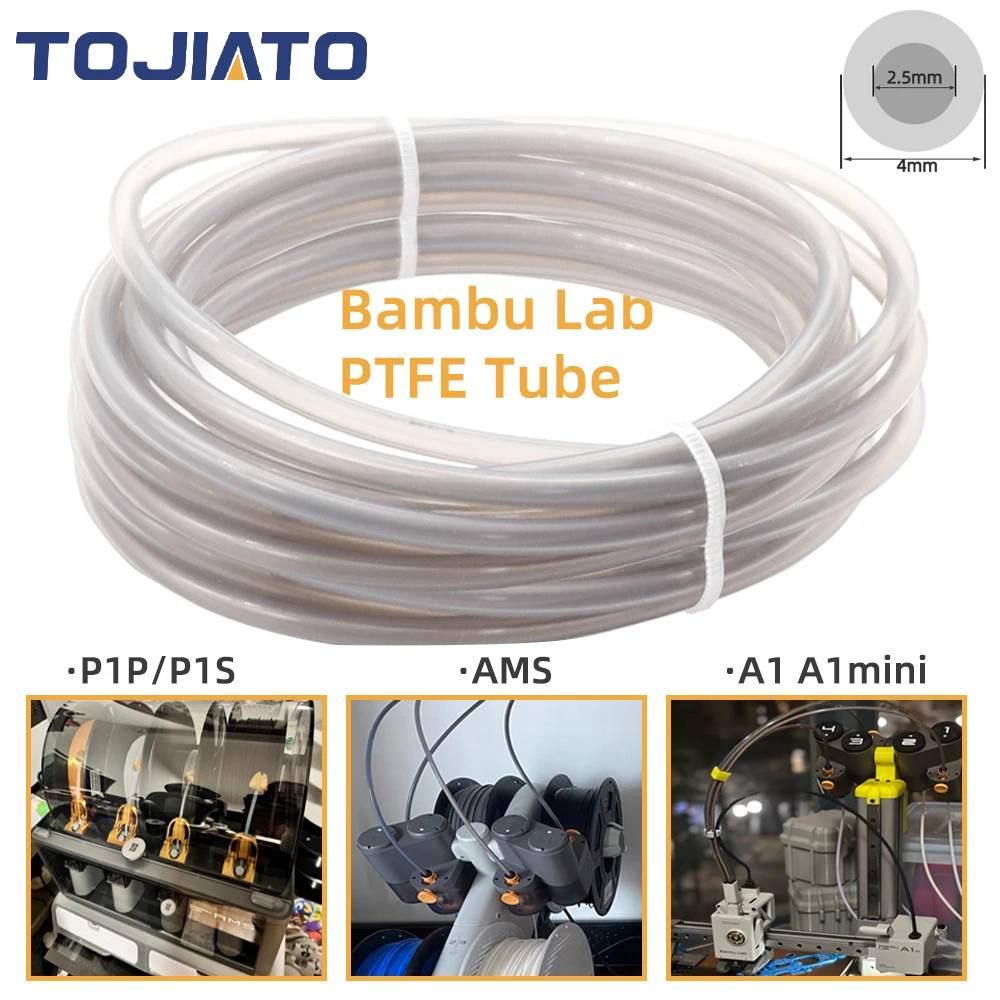For Bambu Lab Ptfe Tube ID2.5mm OD4mm P1P AMS A1 Mini 3D Printer Teflonto Pipe 1.75mm Bambulab Parts Ptfe Tube 4m Grey AMS LITE