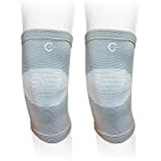 SOLACE CARE Elastisk kompression knäskydd 2 st | värmehållande varmt stöd – artrit smärtlindring knästöd | svullnadskontroll - spänning/bursit/smärtlindring/ligamentsenstukning (grå)