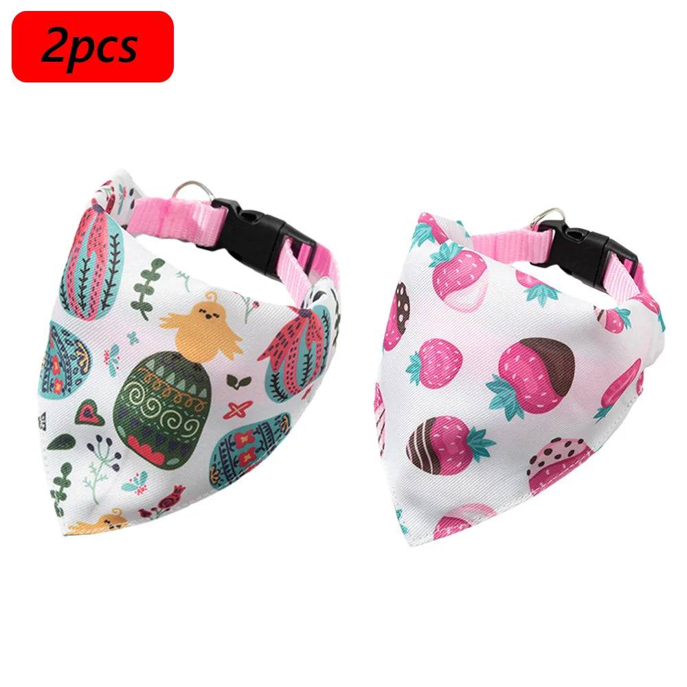 Printed Dog Collar with Bandana Bib for Cats & Small Dogs - 18 / S / SPC (S)