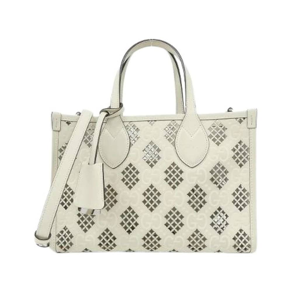 Gucci Vintage Pre-owned Diamond Cutout GG Leather Shoulder Bag - Vintage - Dame - Beige - ONE SIZE - Uld