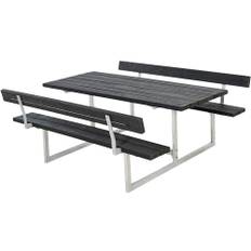 Picknickbord PLUS Basic 2 ryggstöd RePlast/stål 177cm svart